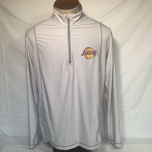 Antigua Los Angeles Lakers White Gray Quarter-Zip Pullover Men’s Size Large